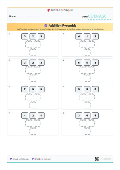 Addition Pyramids worksheet preview