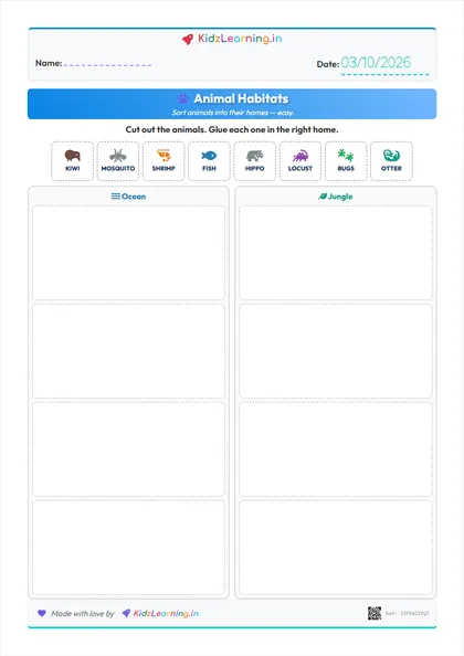 Animal Habitats worksheet preview