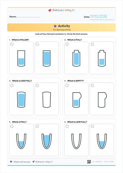 Full, Empty & Fuller worksheet preview