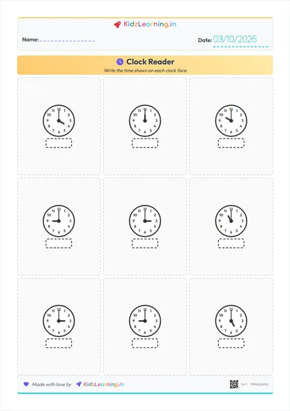 Clock Reader worksheet preview