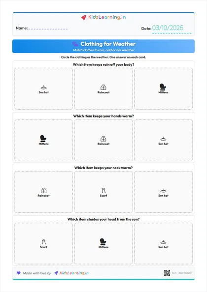 Clothing for Weather worksheet preview