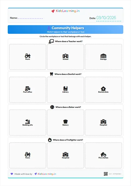 Community Helpers worksheet preview