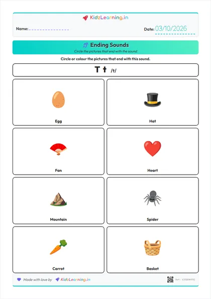 Ending Sounds worksheet preview