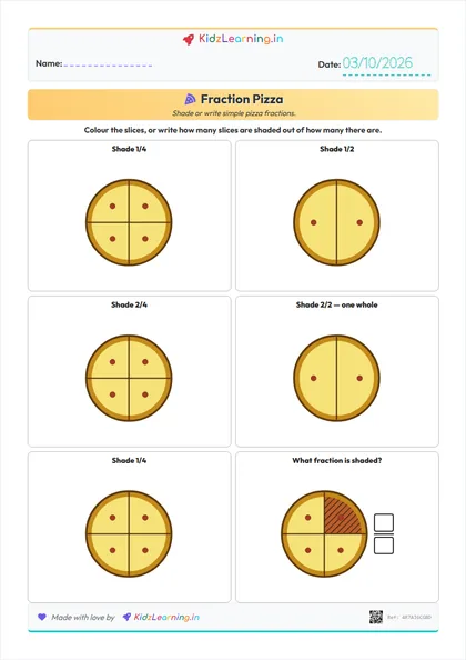 Fraction Pizza worksheet preview