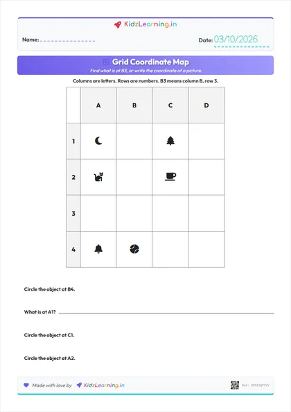 Grid Coordinate Map worksheet preview