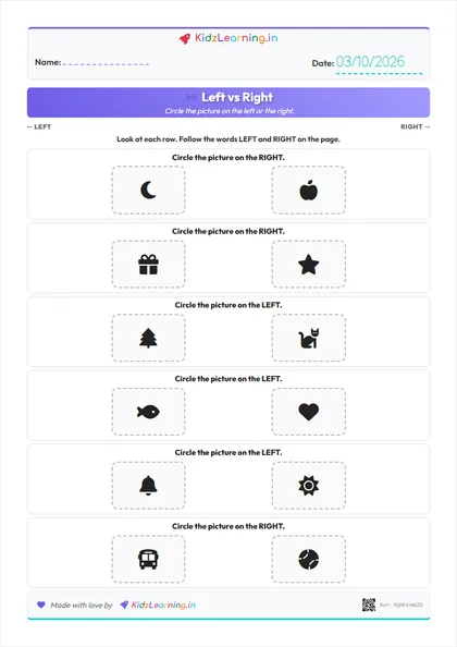 Left vs Right worksheet preview