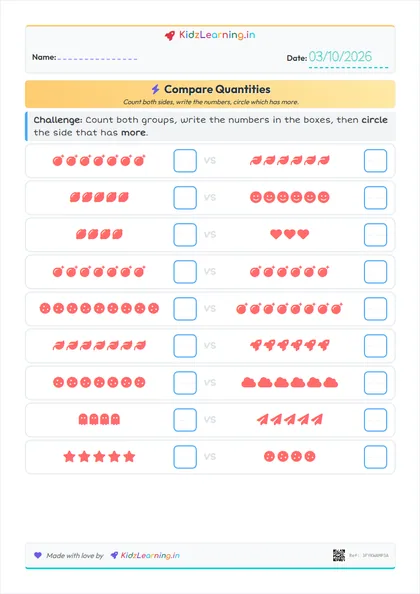 Compare Quantities worksheet preview