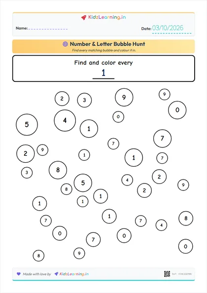 Number & Letter Bubble Hunt worksheet preview