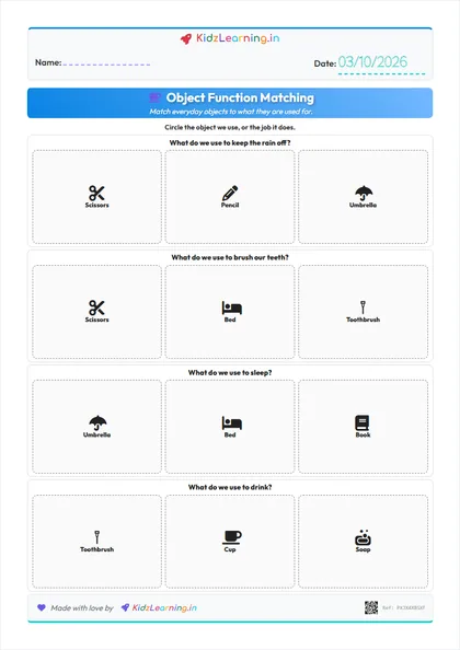 Object Function Matching worksheet preview