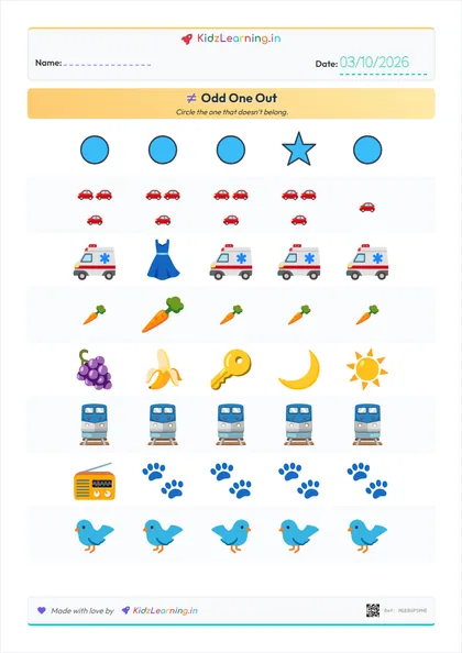 Odd One Out worksheet preview