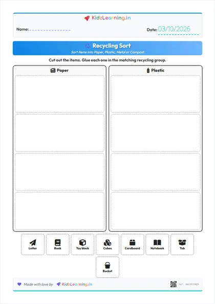 Recycling Sort worksheet preview