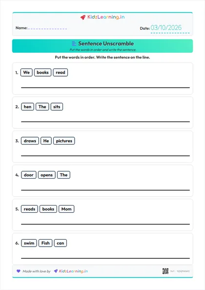 Sentence Unscramble worksheet preview