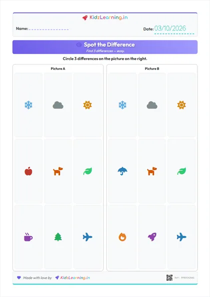 Spot the Difference worksheet preview