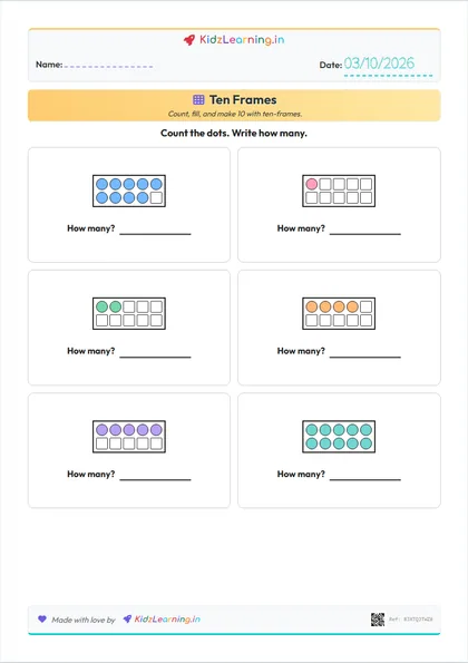Ten Frames worksheet preview