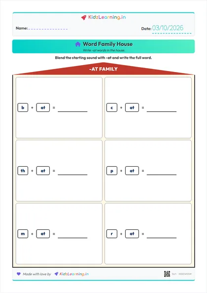 Word Family Houses worksheet preview