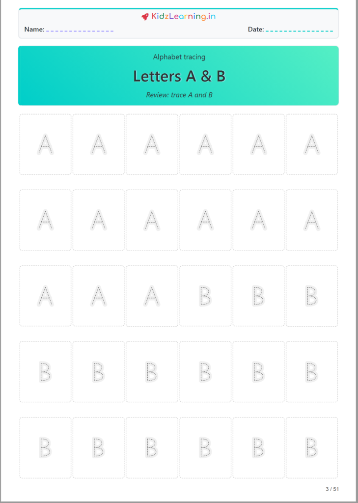Alphabet Tracing — A to Z with Repeat